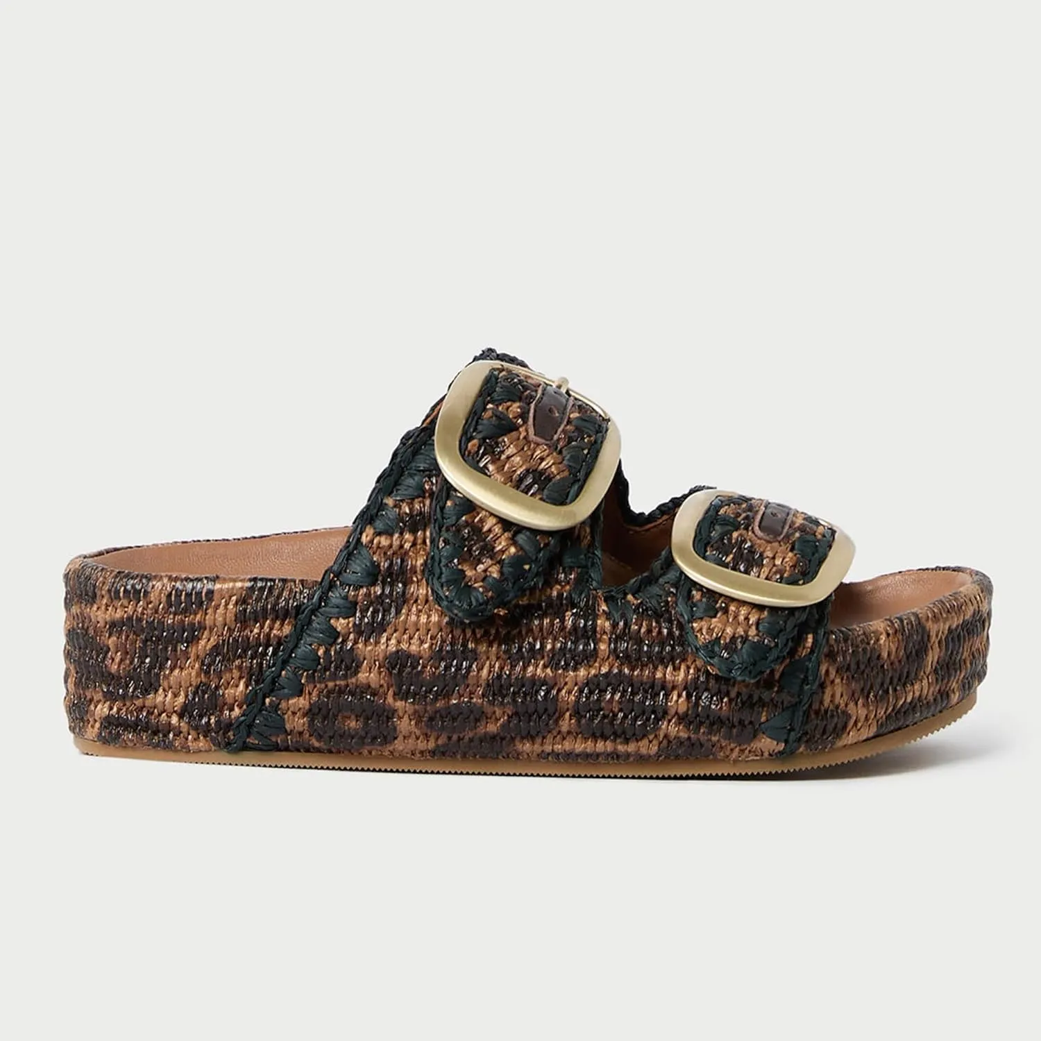 Arqa Raffia Platform Sandals for Women Open Toe Natural Straw Footbed Slides Comfortable Casual Adjustable Buckle Strap Woven Flatform Sandal Summer Beach Wedge Heel Slippers