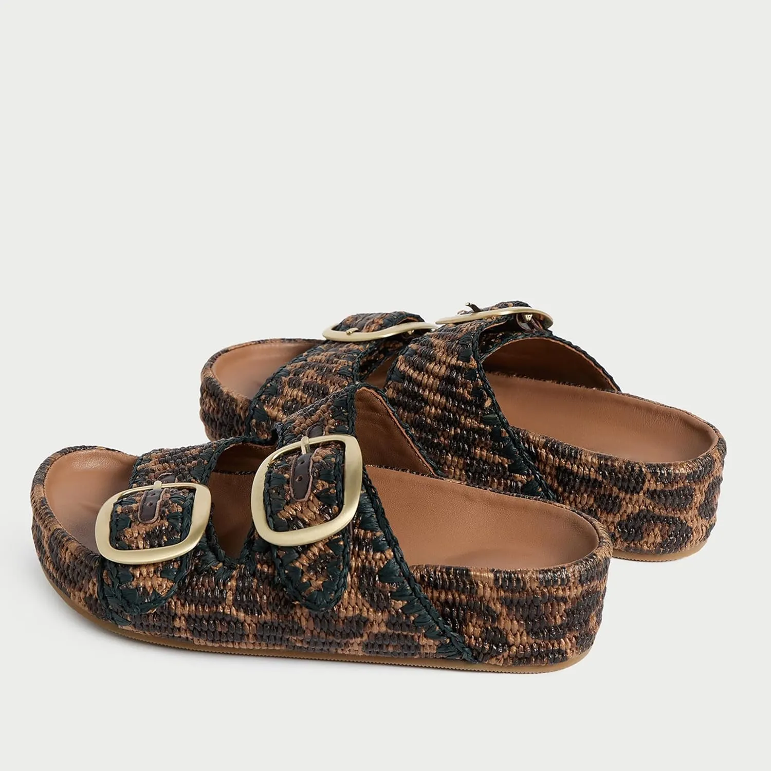 Arqa Raffia Platform Sandals for Women Open Toe Natural Straw Footbed Slides Comfortable Casual Adjustable Buckle Strap Woven Flatform Sandal Summer Beach Wedge Heel Slippers