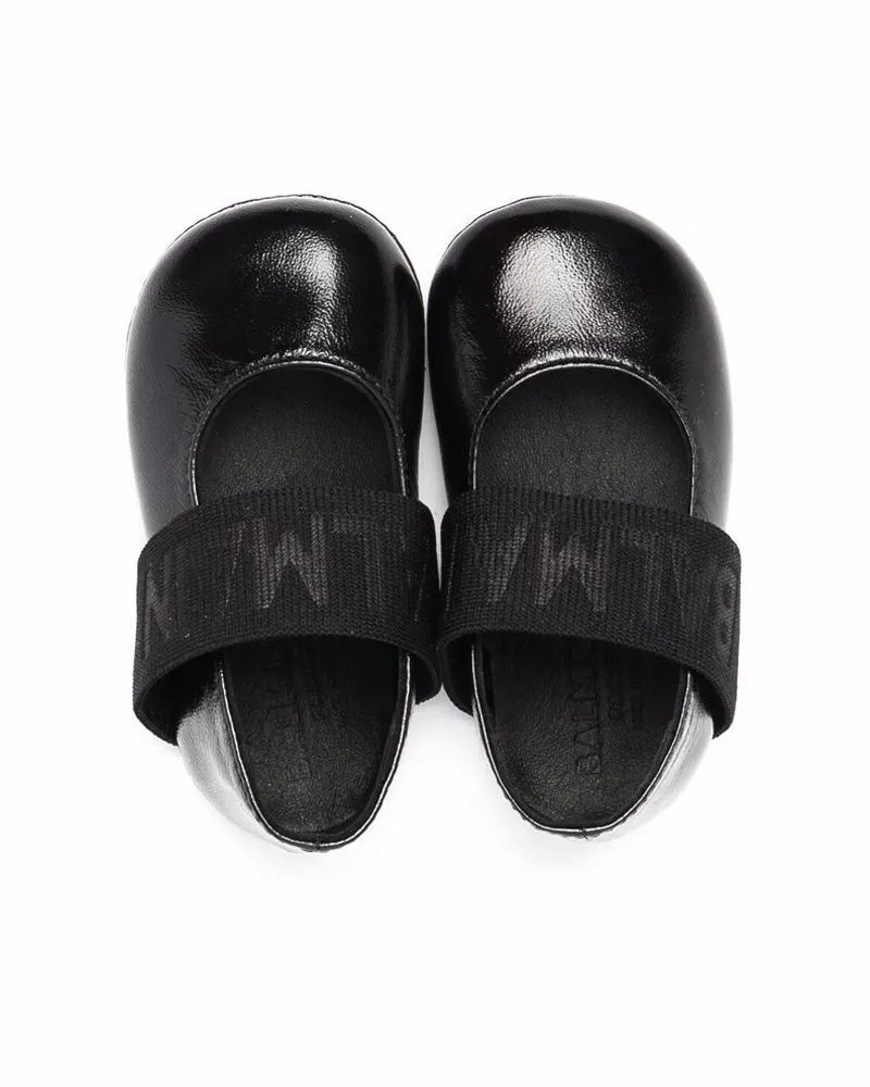 Baby Girls Black Crib Shoes