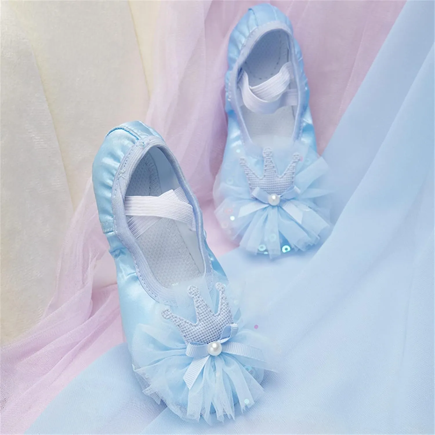 Ballet Shoes for Girls,Soft Leather Ballet Slippers No-Tie Warm Dance Yoga Practice Shoes for Toddler Girls