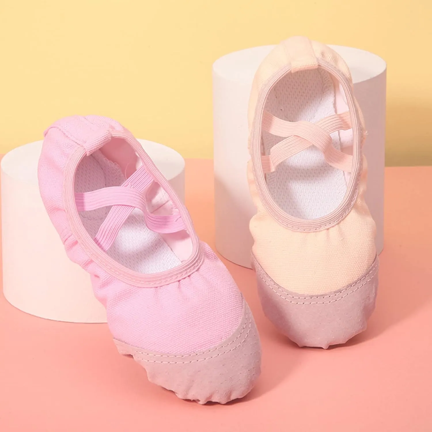 Ballet Shoes for Girls,Soft Leather Ballet Slippers No-Tie Warm Dance Yoga Practice Shoes for Toddler Girls