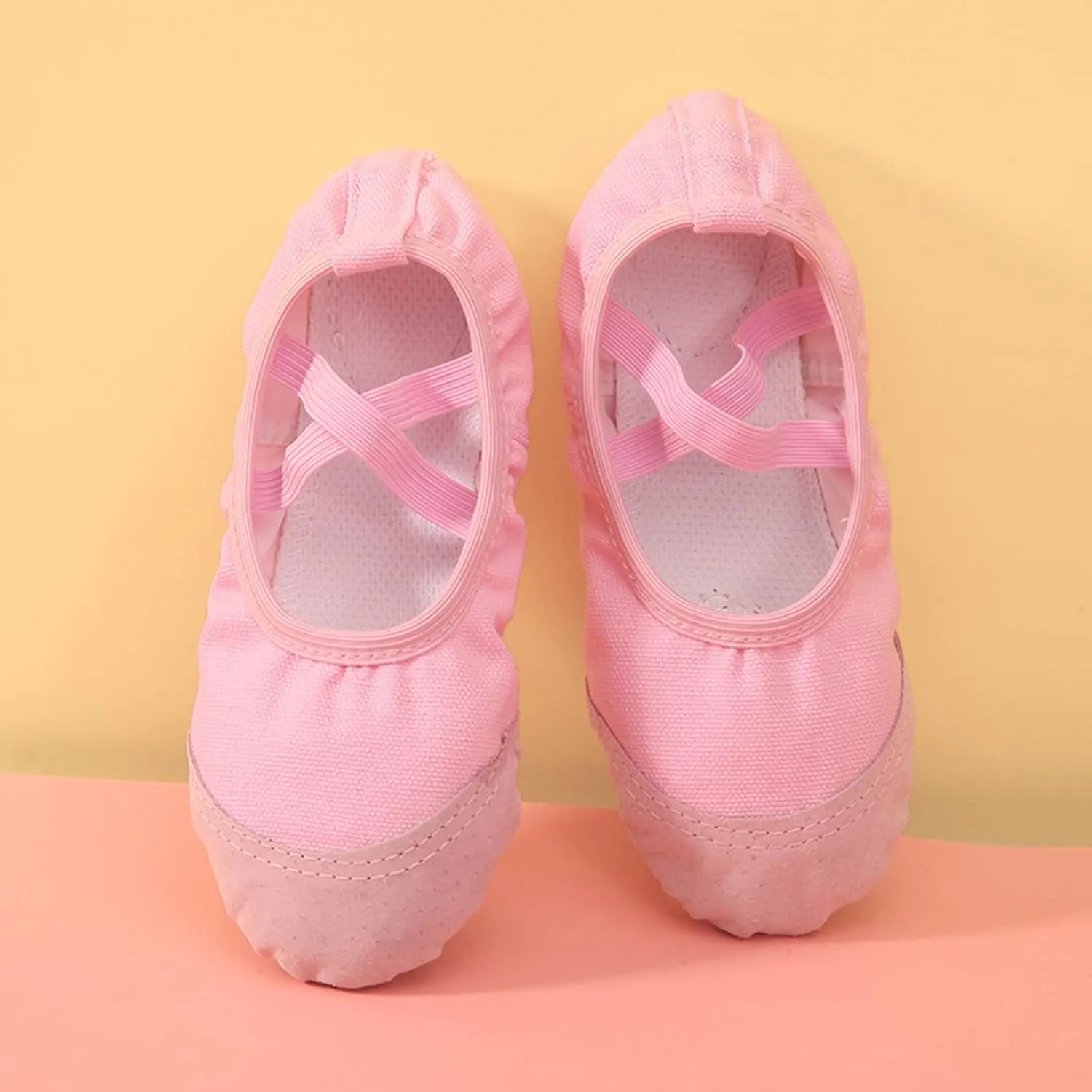 Ballet Shoes for Girls,Soft Leather Ballet Slippers No-Tie Warm Dance Yoga Practice Shoes for Toddler Girls
