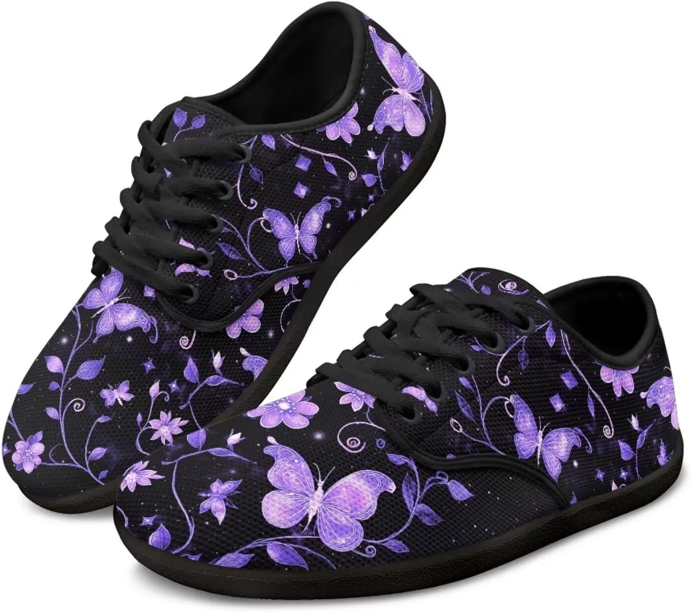 Barefoot Shoes for Women Canvas Comfy Zero Drop Low-Top Breathable Mesh Tennis Shoes Anti-Skid Wide Toe Box Sport Workout Hiking Sneakers for Ladies US 6-13.5