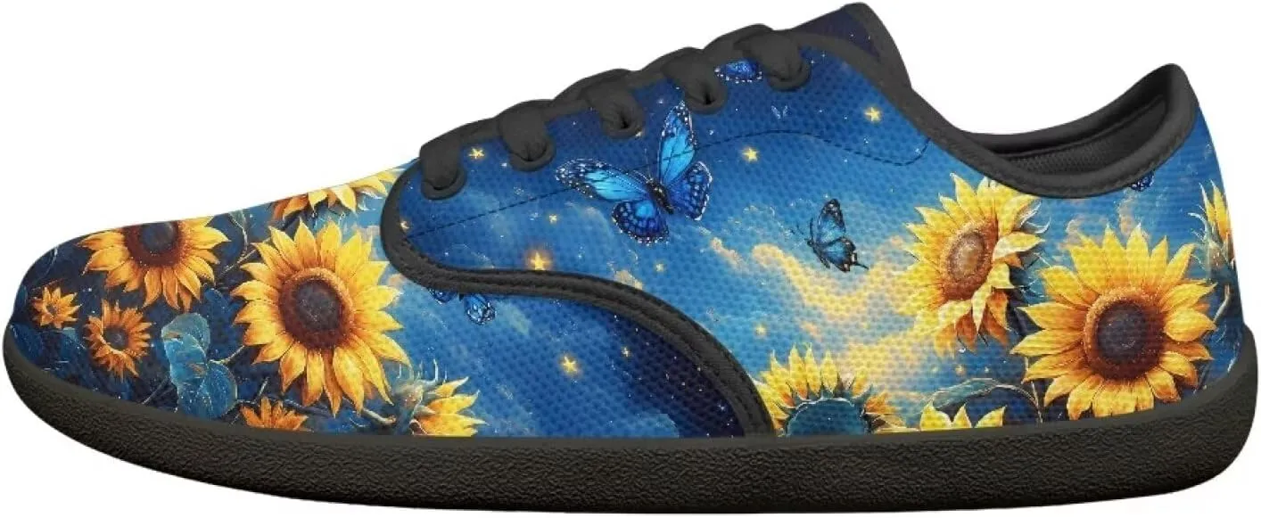 Barefoot Shoes for Women Canvas Comfy Zero Drop Low-Top Breathable Mesh Tennis Shoes Anti-Skid Wide Toe Box Sport Workout Hiking Sneakers for Ladies US 6-13.5