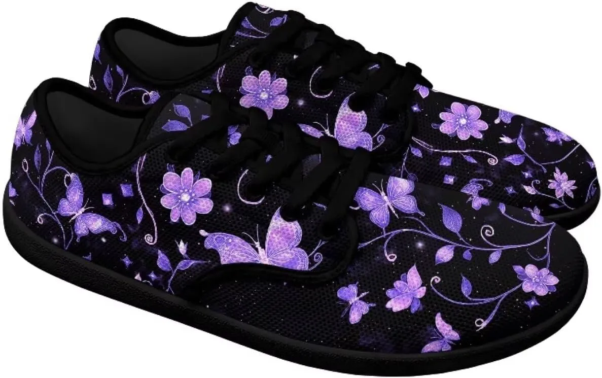 Barefoot Shoes for Women Canvas Comfy Zero Drop Low-Top Breathable Mesh Tennis Shoes Anti-Skid Wide Toe Box Sport Workout Hiking Sneakers for Ladies US 6-13.5