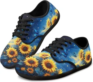 Barefoot Shoes for Women Canvas Comfy Zero Drop Low-Top Breathable Mesh Tennis Shoes Anti-Skid Wide Toe Box Sport Workout Hiking Sneakers for Ladies US 6-13.5