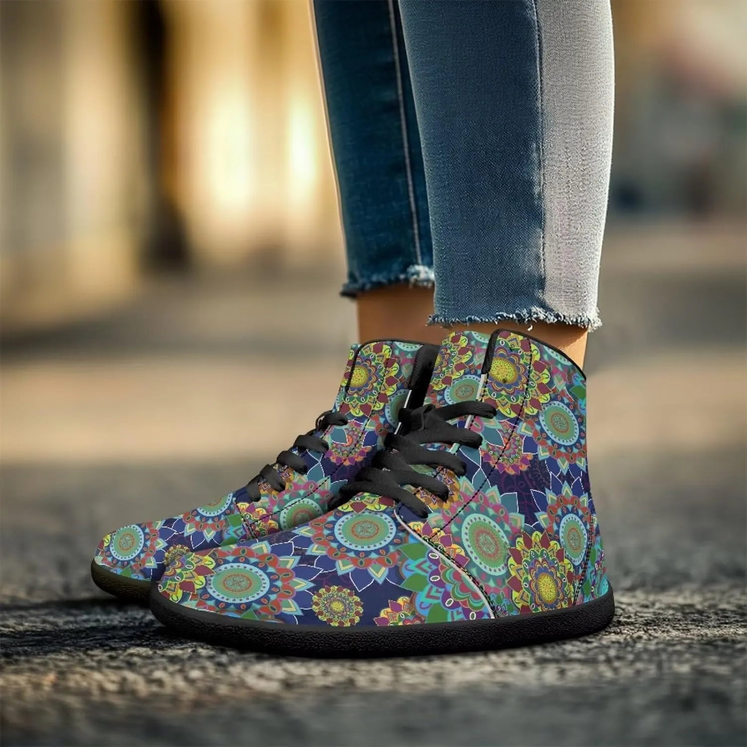 Barefoot Shoes for Women High Top Comfortable Wide Toe Box Tennis Shoes Zero Drop Waterproof Anti-Skid Minimalist Hiking Sneakers for Women US 6-13.5