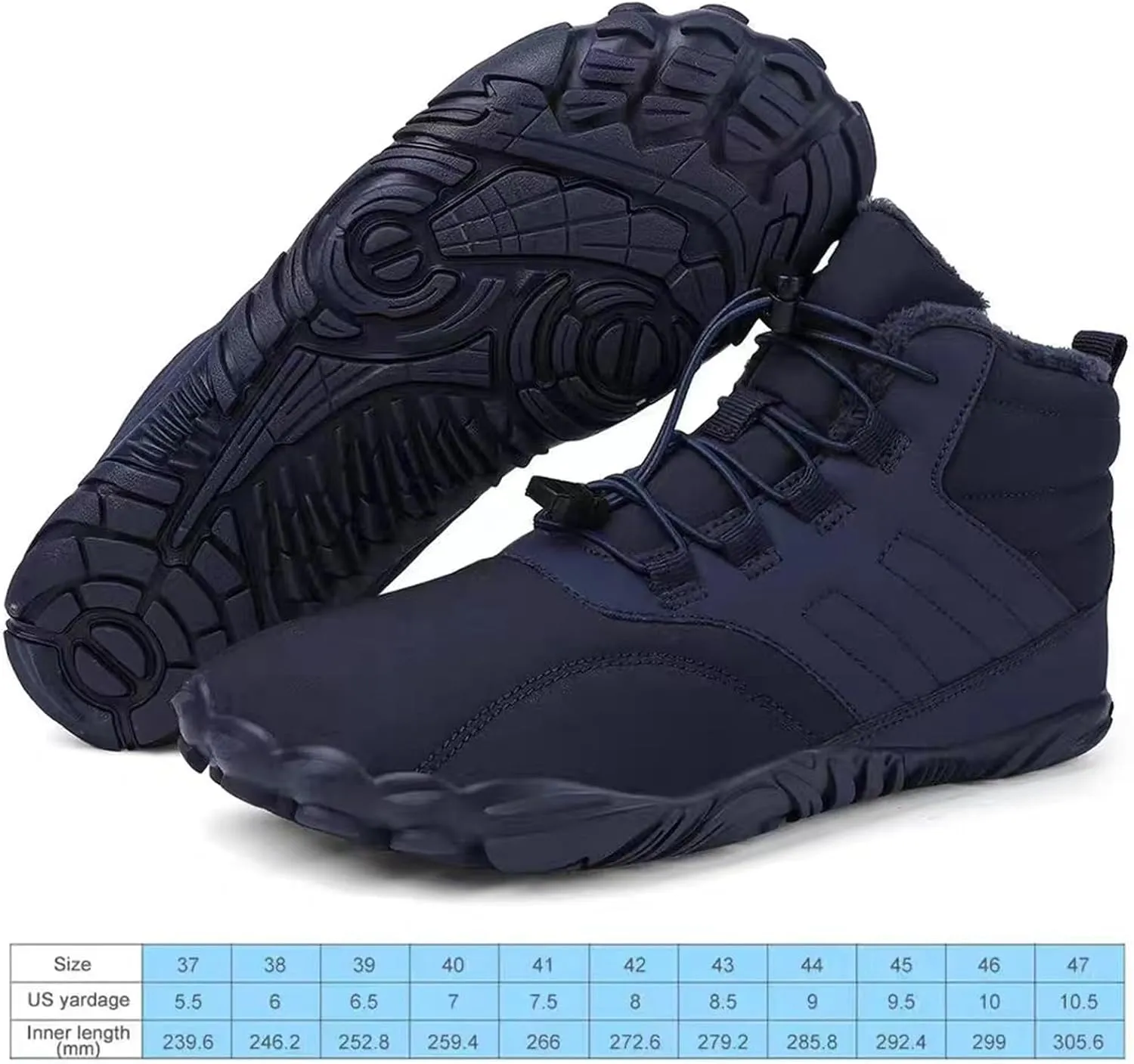 Barefoot Shoes Winter Men Women Waterproof Trail Running Shoes Warm Lined Winter Shoes Unisex Outdoor Non-Slip Winter Depth Work Camping