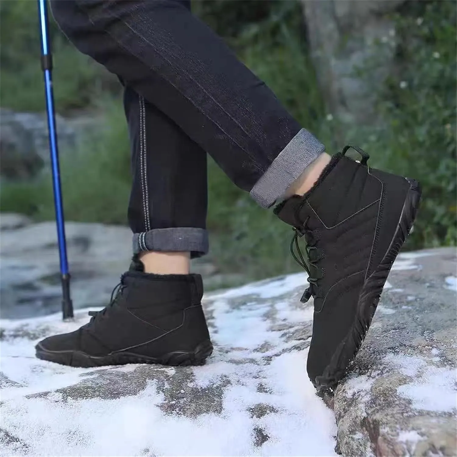 Barefoot Shoes Winter Men Women Waterproof Trail Running Shoes Warm Lined Winter Shoes Unisex Outdoor Non-Slip Winter Depth Work Camping