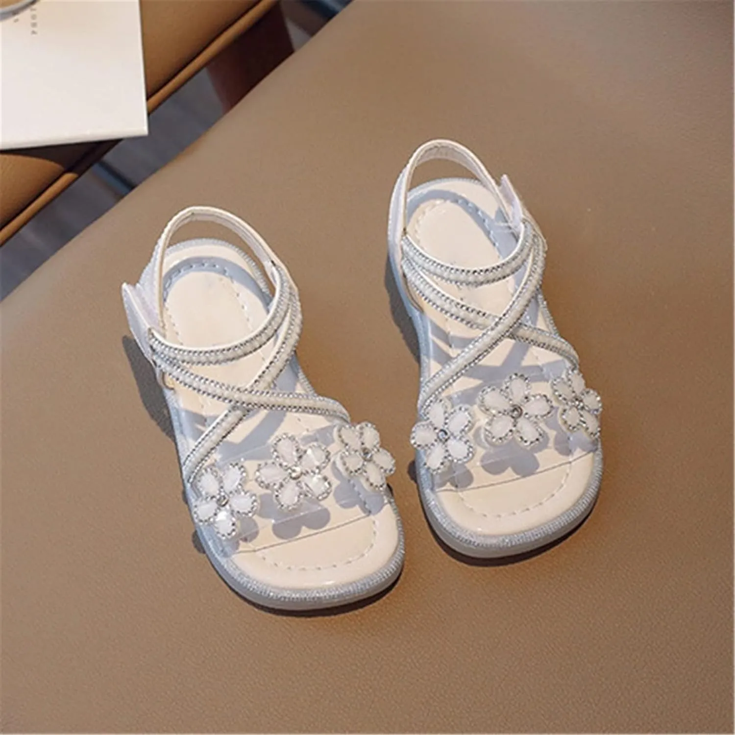 Big Kids Girl Sandals Summer Crystal Flower Design Princess Shoes Daily With Princess Dress Wear Dance Shoes for