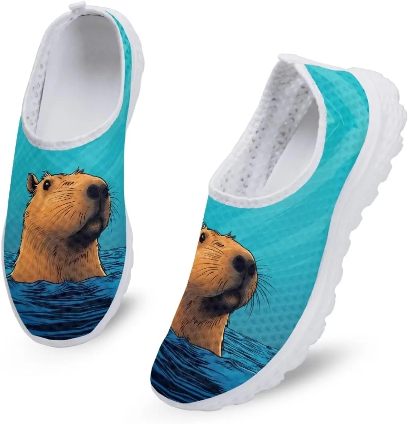 Binienty Unisex Printed Trainers Gym Running Shoes Lightweight Slip-On Walking Sneakers for Women Men