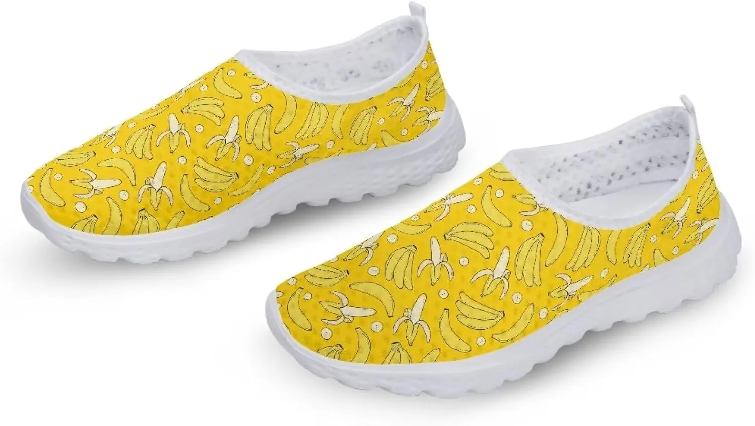 Binienty Unisex Printed Trainers Gym Running Shoes Lightweight Slip-On Walking Sneakers for Women Men