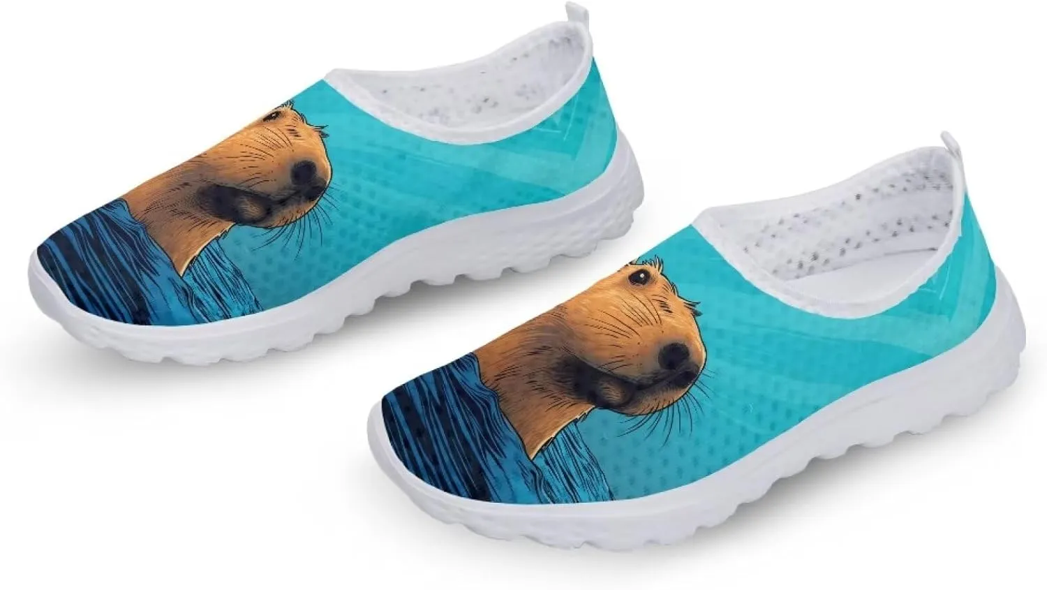 Binienty Unisex Printed Trainers Gym Running Shoes Lightweight Slip-On Walking Sneakers for Women Men