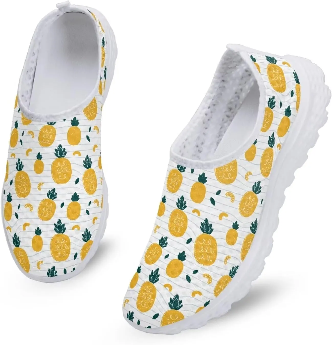 Binienty Unisex Printed Trainers Gym Running Shoes Lightweight Slip-On Walking Sneakers for Women Men