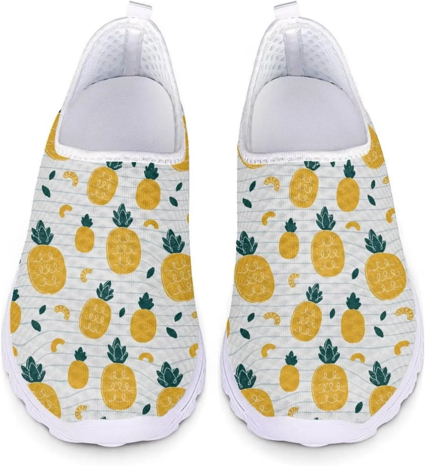 Binienty Unisex Printed Trainers Gym Running Shoes Lightweight Slip-On Walking Sneakers for Women Men