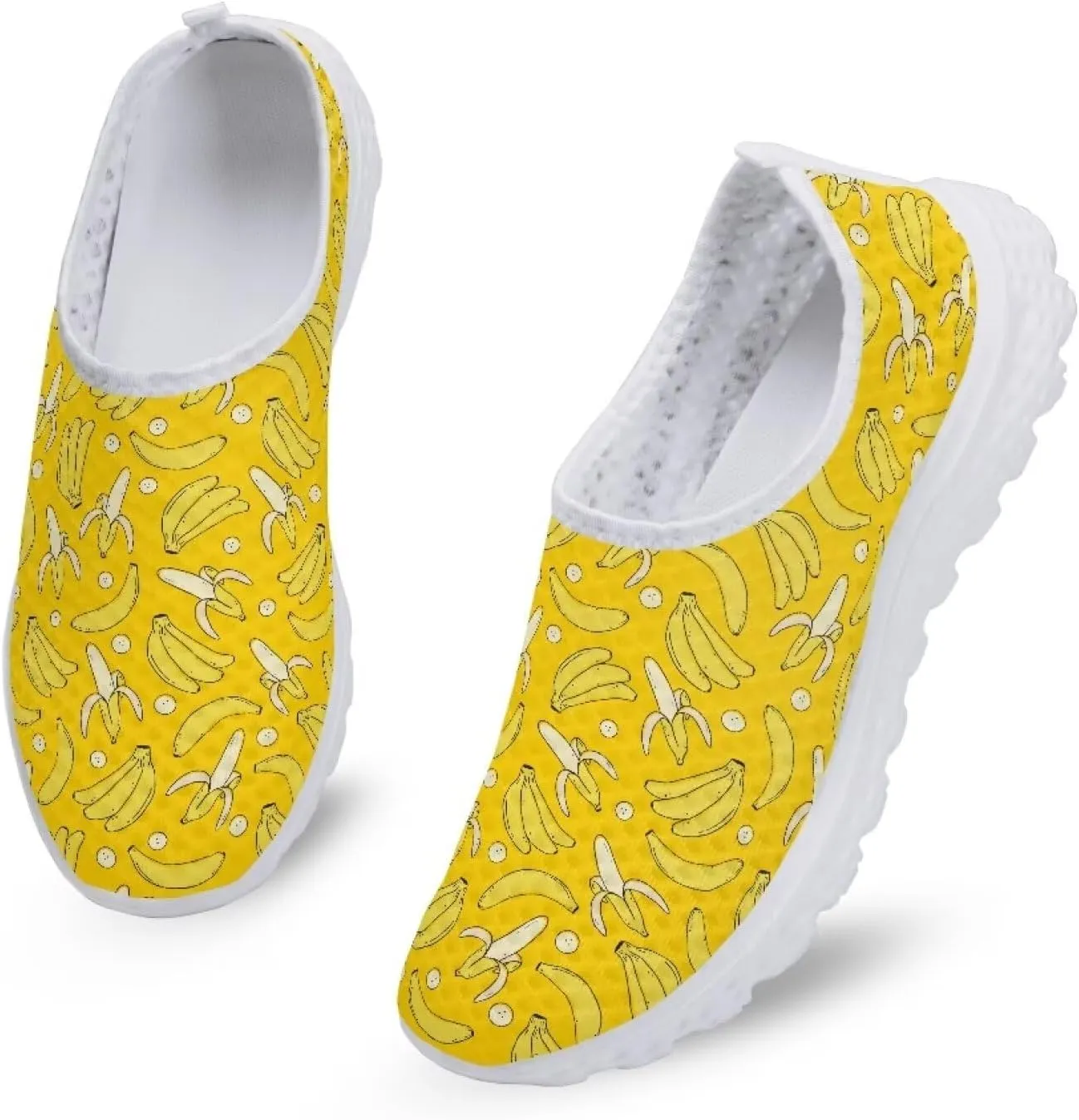 Binienty Unisex Printed Trainers Gym Running Shoes Lightweight Slip-On Walking Sneakers for Women Men