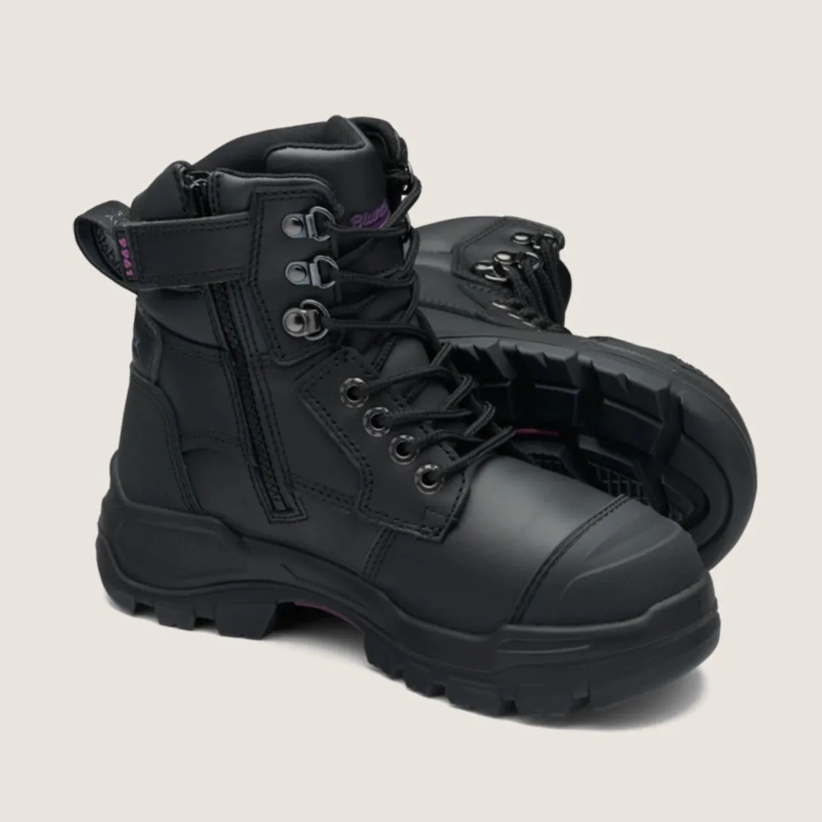 Blundstone RotoFlex Black water-resistant Platinum leather 150mm zip sided women's safety boot - 9961