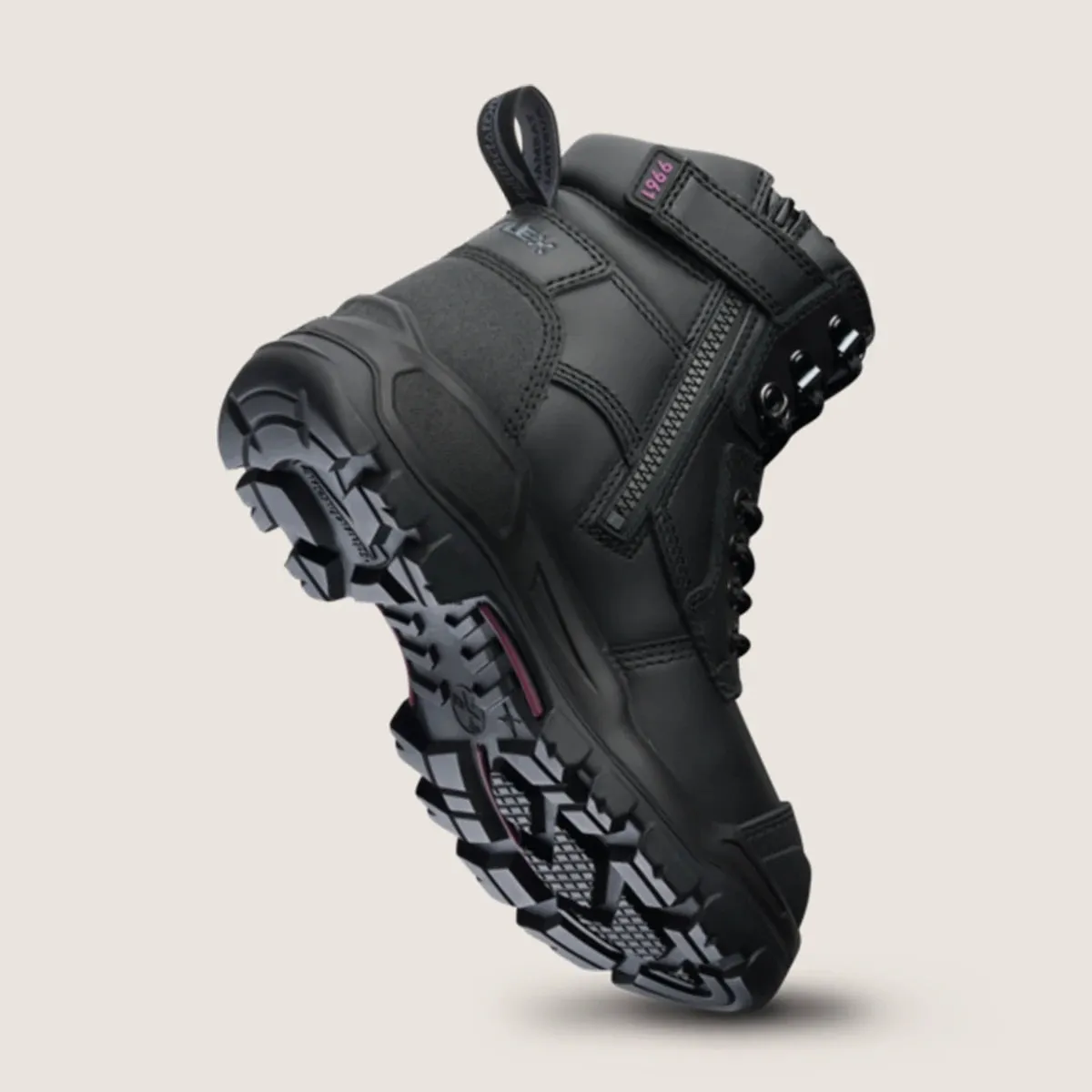 Blundstone RotoFlex Black water-resistant Platinum leather 150mm zip sided women's safety boot - 9961