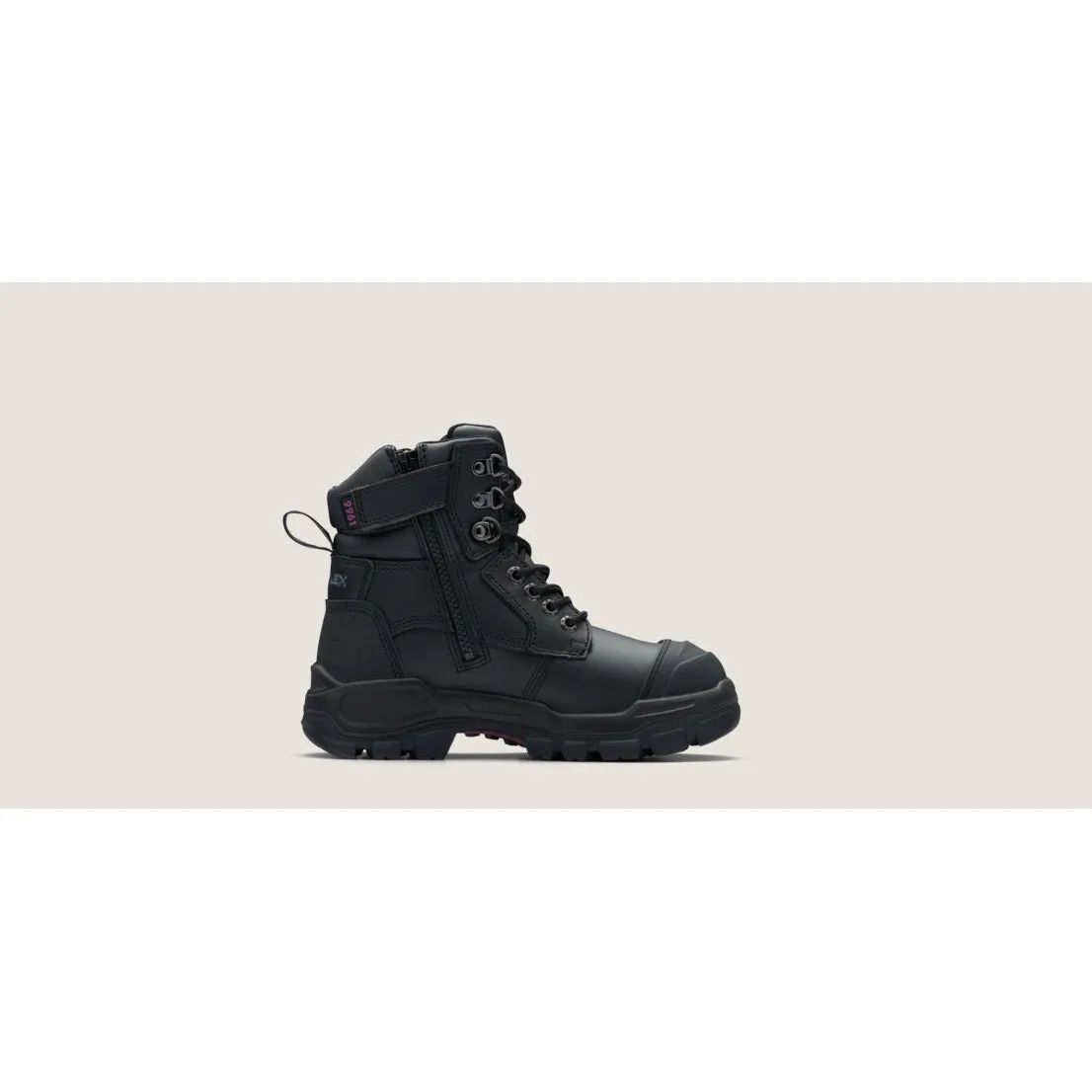 Blundstone RotoFlex Black water-resistant Platinum leather 150mm zip sided women's safety boot - 9961