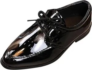 Boys Girls Paten Leather Low Heels Vintage xfords Lace Up Pointed Toe Flat Retro Dress Shoes Baby Sandals Girl