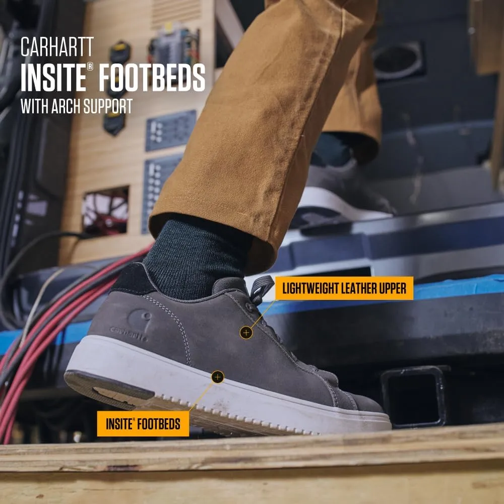 Carhartt Detroit Leather Sneakers for Men - Comfortable Shoes for Men with Wide Toe Box, Comfort Footbed and Midsole, and Slip-Resistant Outsole