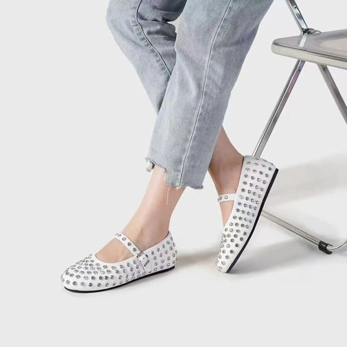 Chic studded loafers in pu leather