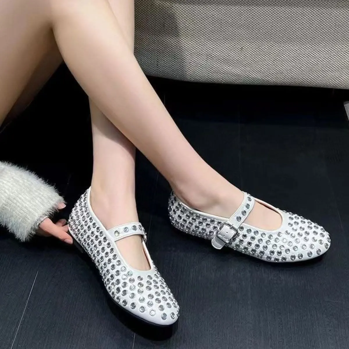 Chic studded loafers in pu leather