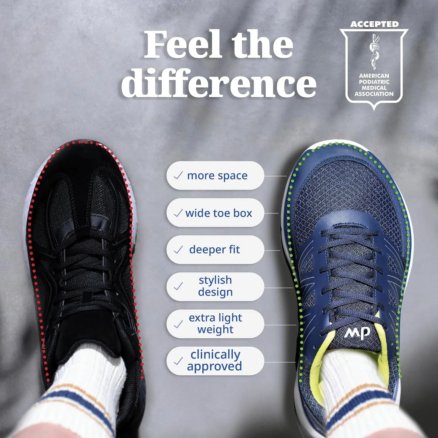 diawin Wide Shoes for Men  Wide Toe Box, Smooth Interior, Breathable Design, Extra Depth  Perfect for Hallux, Sensitive, Swollen, or Diabetic Feet, Lightweight Shoes
