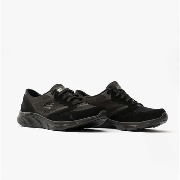 D'LUX COMFORT-PLENTY SUCCESS Ladies Leather Lace-Up Trainers Black