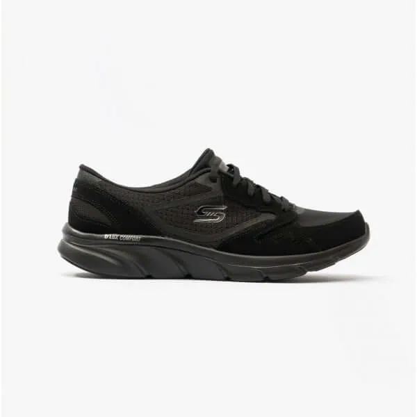D'LUX COMFORT-PLENTY SUCCESS Ladies Leather Lace-Up Trainers Black