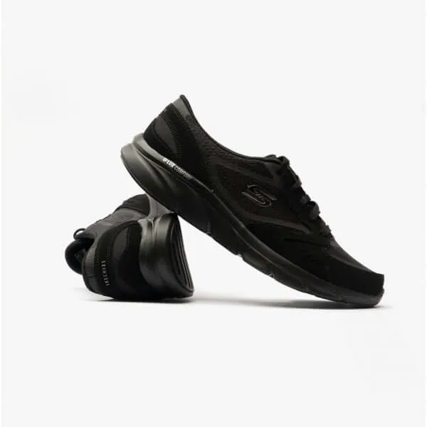D'LUX COMFORT-PLENTY SUCCESS Ladies Leather Lace-Up Trainers Black