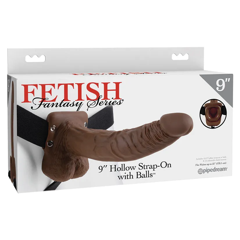 Fetish Fantasy Series 9" Hollow Strap-On with Balls - Chocolate