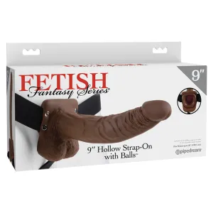 Fetish Fantasy Series 9" Hollow Strap-On with Balls - Chocolate