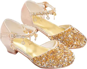 Flower Girls Shoes Rhinestones Low Heels Ankle Strap Dress Pump Wedding Party for Toddler Party Sandals for Boys Loafers
