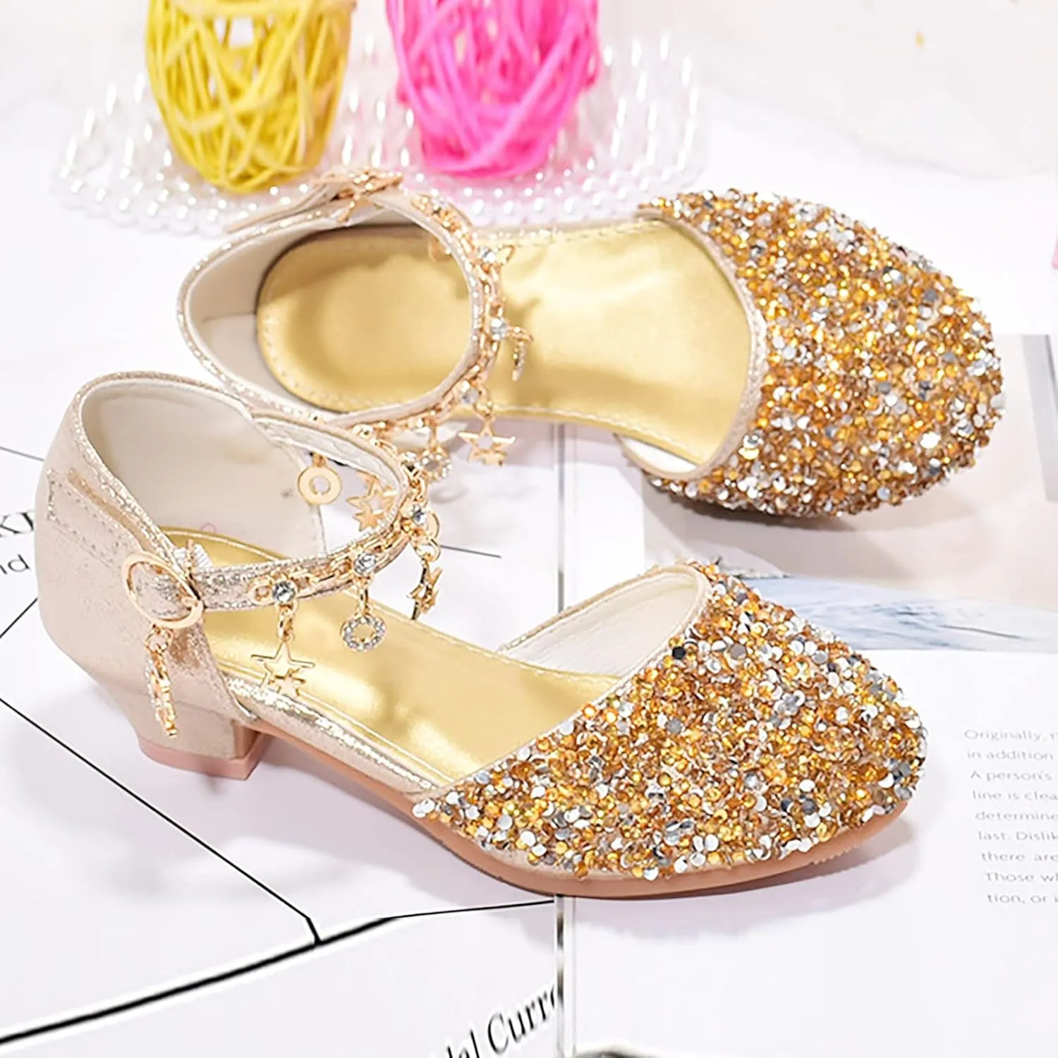 Flower Girls Shoes Rhinestones Low Heels Ankle Strap Dress Pump Wedding Party for Toddler Party Sandals for Boys Loafers