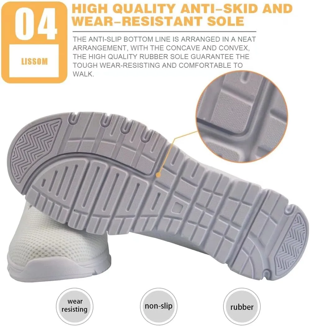 GIFTPUZZ Adult Running Shoes, Lightweight Walking Fashion Sneakers, Non Slip Sports Work Trainers Mesh Upper