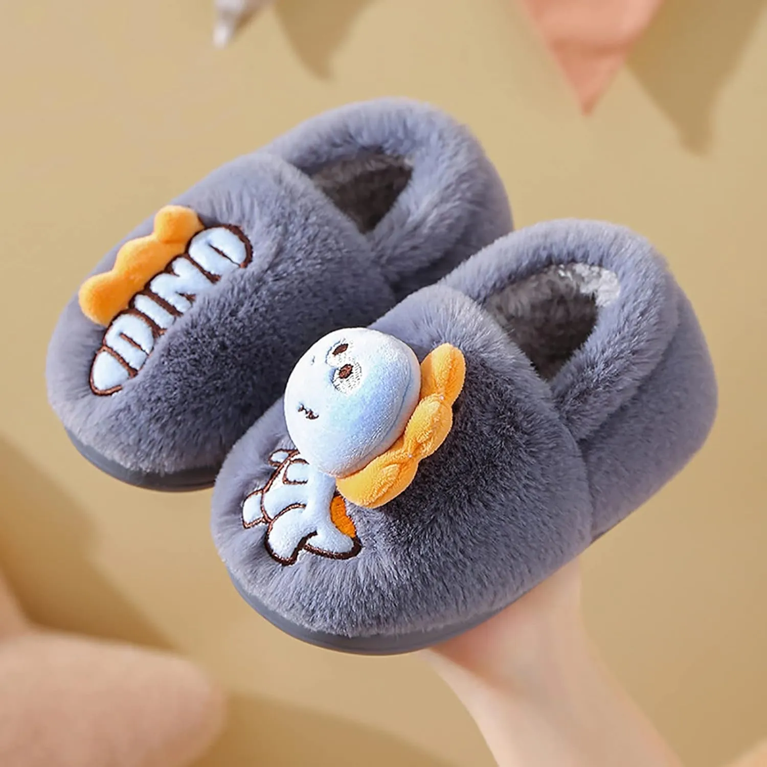 Girls Boys Cute Cartoon Slippers Toddler Winter Indoor Warm Slippers Soft Dinosaur Shoes for Girls White Dress Shoes