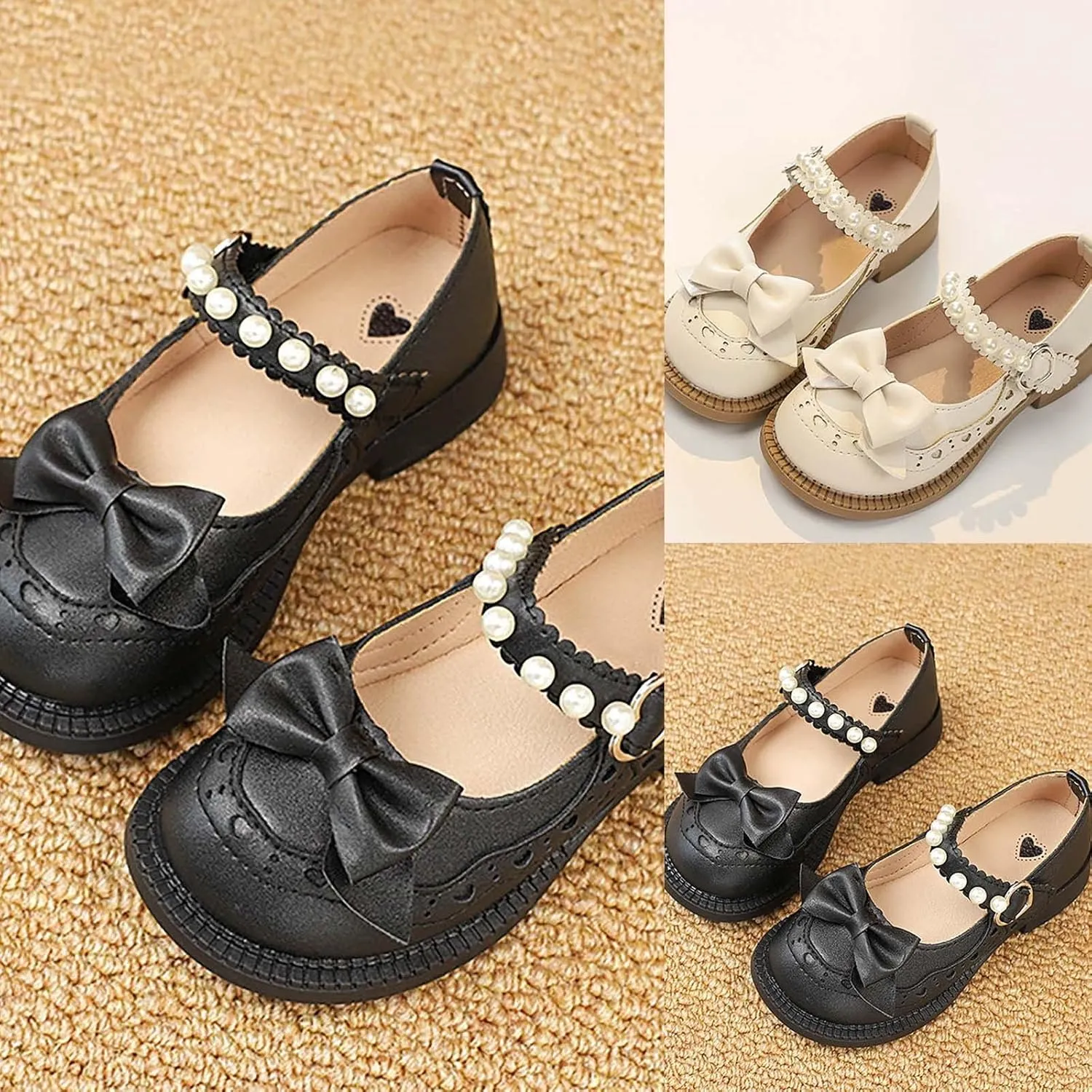 Girls Dress Shoes Low Heel Flat Mary Jane Flower Wedding Party Shoes for Kids Toddler Girl School Toddler Shoes Girl