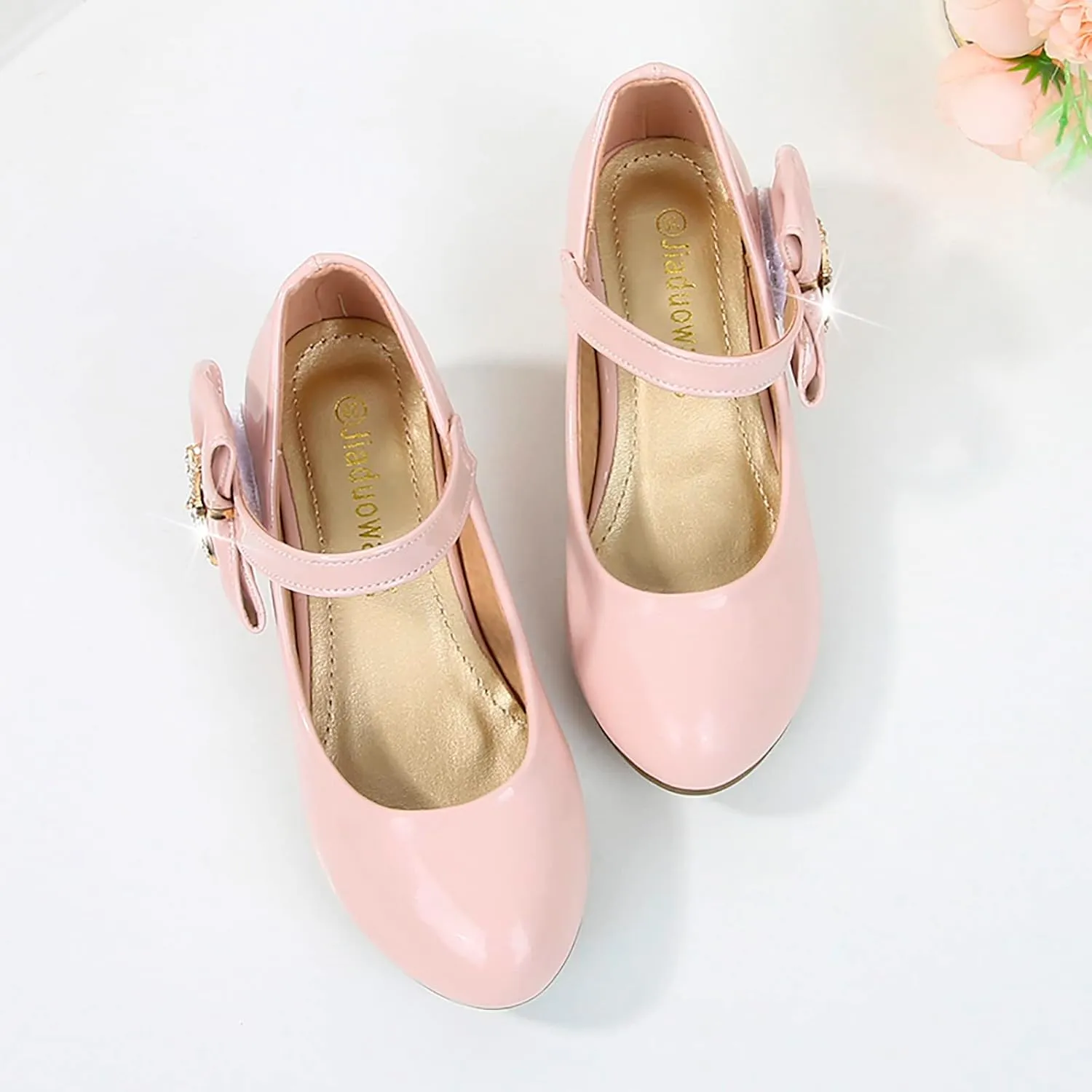 Girls Dress Shoes Mary Jane Shoes for Girls, Low Girls Heels for Kids Toddler Flower Girl Wedding Party Kids Shoes