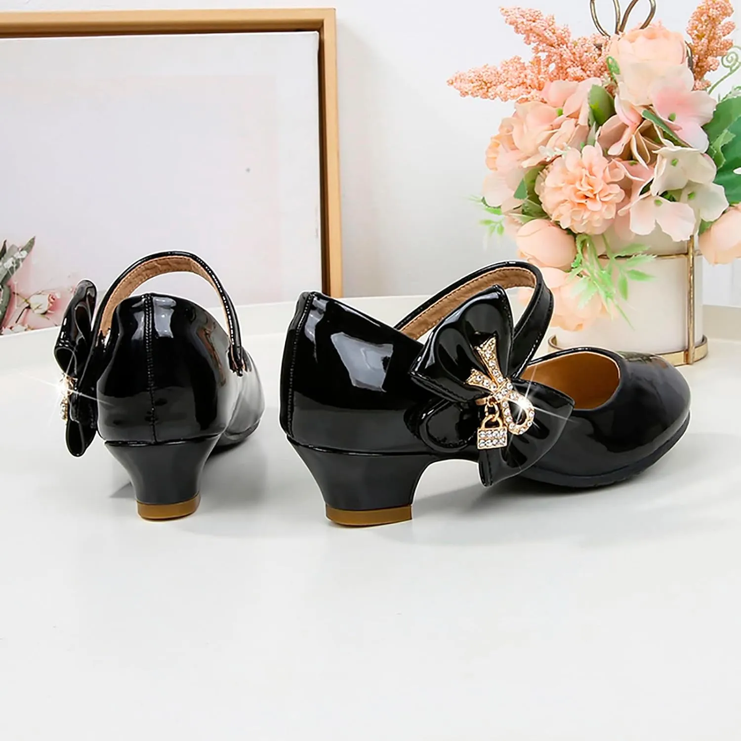 Girls Dress Shoes Mary Jane Shoes for Girls, Low Girls Heels for Kids Toddler Flower Girl Wedding Party Kids Shoes