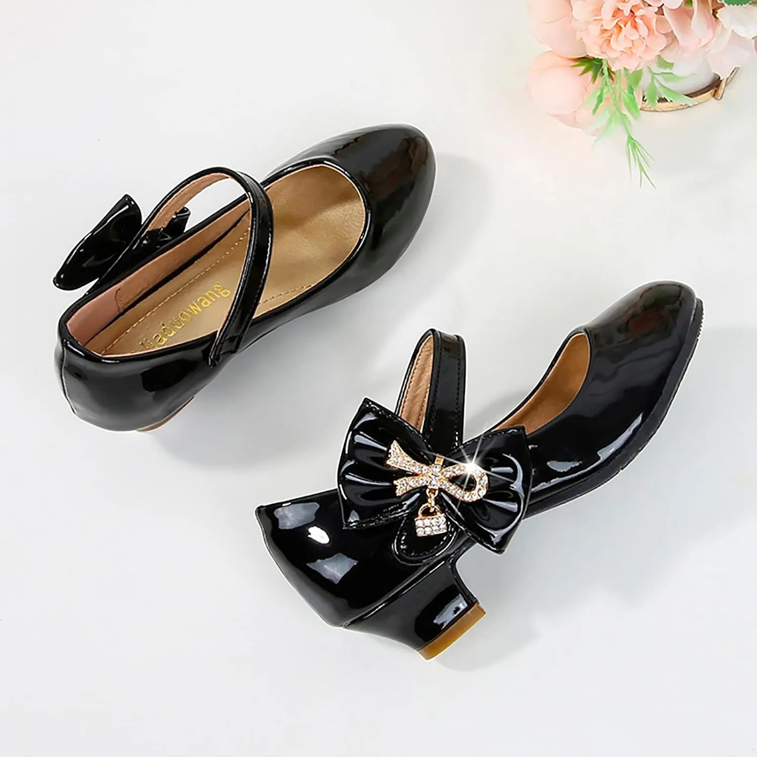 Girls Dress Shoes Mary Jane Shoes for Girls, Low Girls Heels for Kids Toddler Flower Girl Wedding Party Kids Shoes