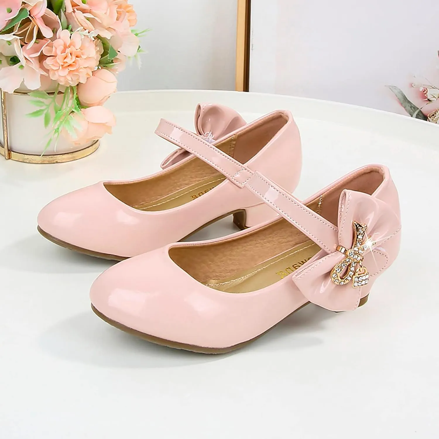 Girls Dress Shoes Mary Jane Shoes for Girls, Low Girls Heels for Kids Toddler Flower Girl Wedding Party Kids Shoes