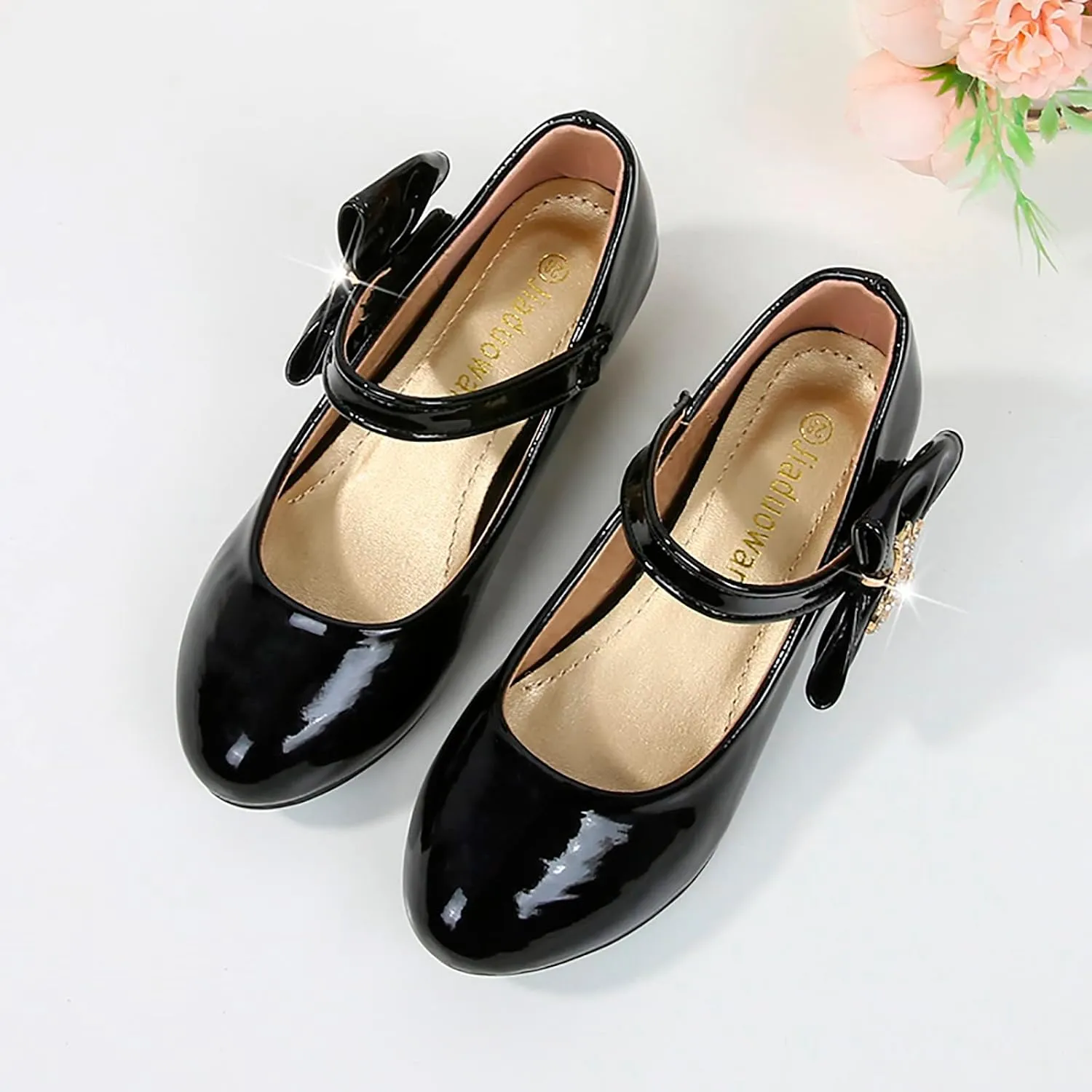 Girls Dress Shoes Mary Jane Shoes for Girls, Low Girls Heels for Kids Toddler Flower Girl Wedding Party Kids Shoes