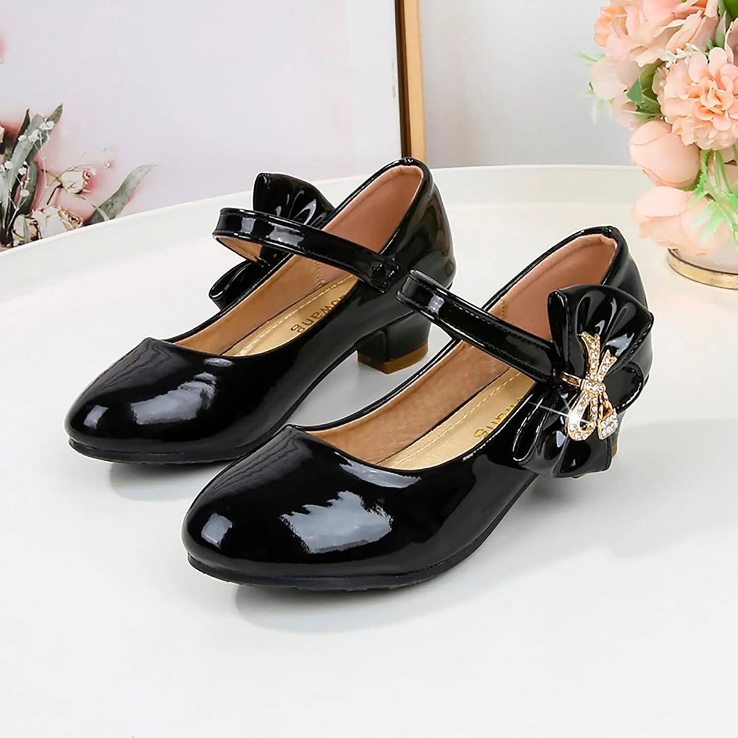 Girls Dress Shoes Mary Jane Shoes for Girls, Low Girls Heels for Kids Toddler Flower Girl Wedding Party Kids Shoes