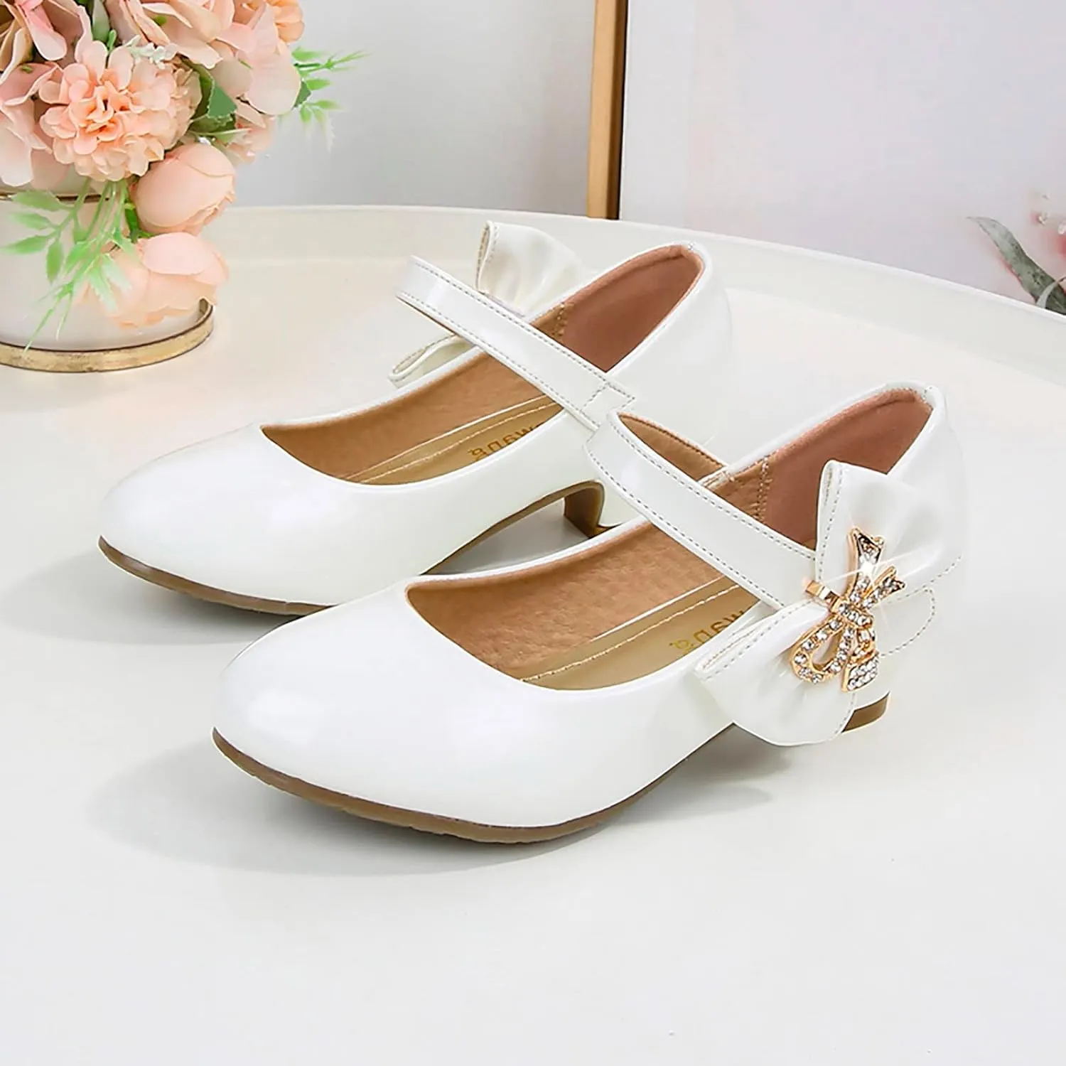 Girls Dress Shoes Mary Jane Shoes for Girls, Low Girls Heels for Kids Toddler Flower Girl Wedding Party Kids Shoes
