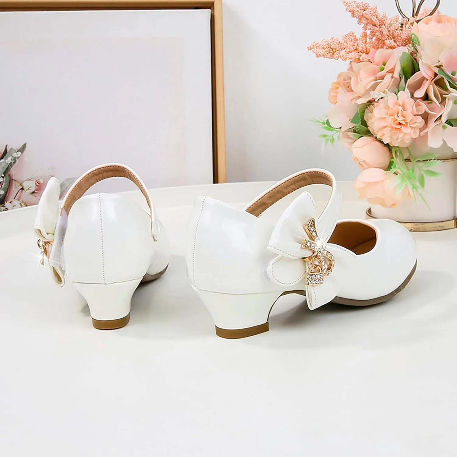Girls Dress Shoes Mary Jane Shoes for Girls, Low Girls Heels for Kids Toddler Flower Girl Wedding Party Kids Shoes