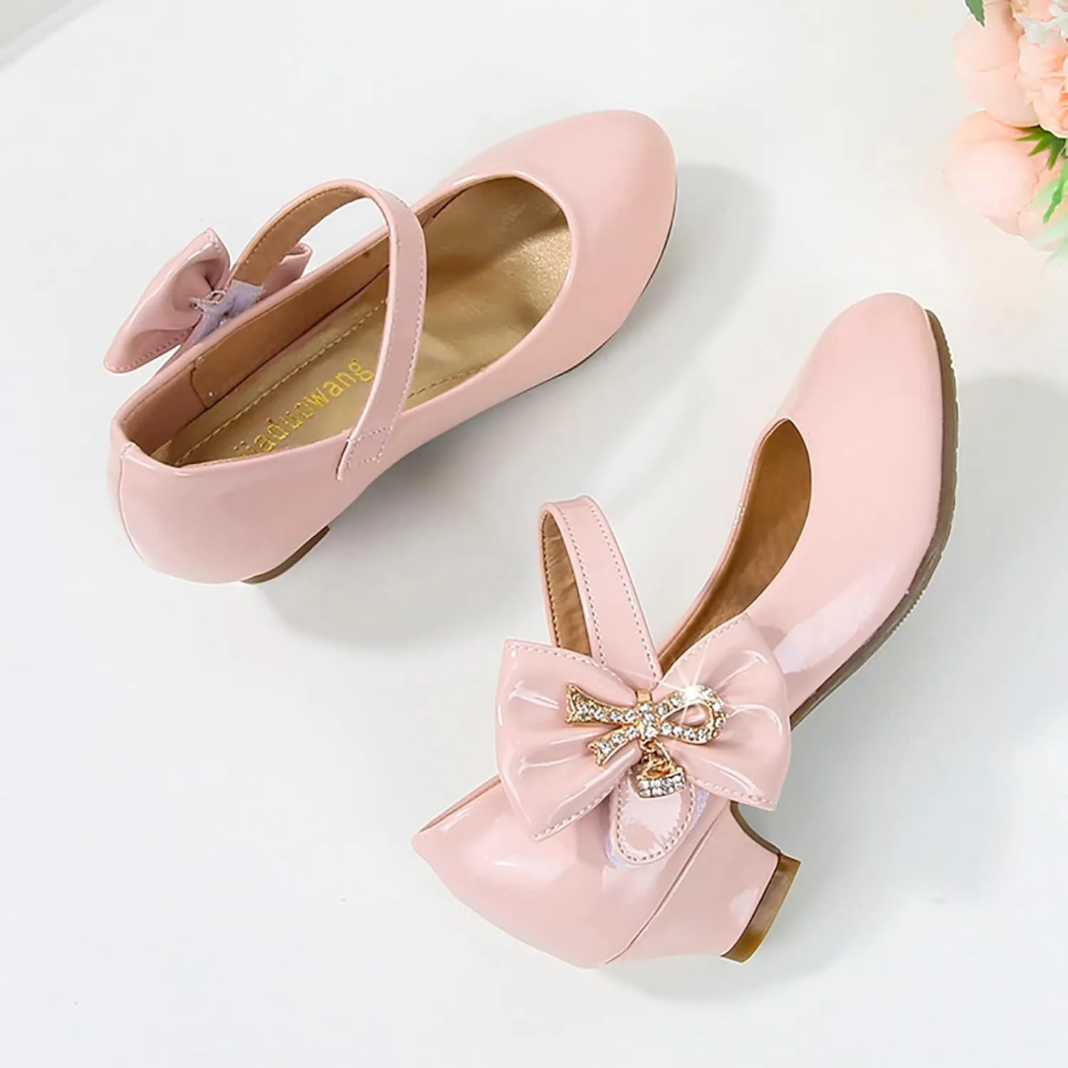 Girls Dress Shoes Mary Jane Shoes for Girls, Low Girls Heels for Kids Toddler Flower Girl Wedding Party Kids Shoes