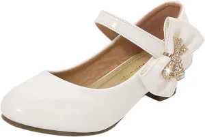 Girls Dress Shoes Mary Jane Shoes for Girls, Low Girls Heels for Kids Toddler Flower Girl Wedding Party Kids Shoes