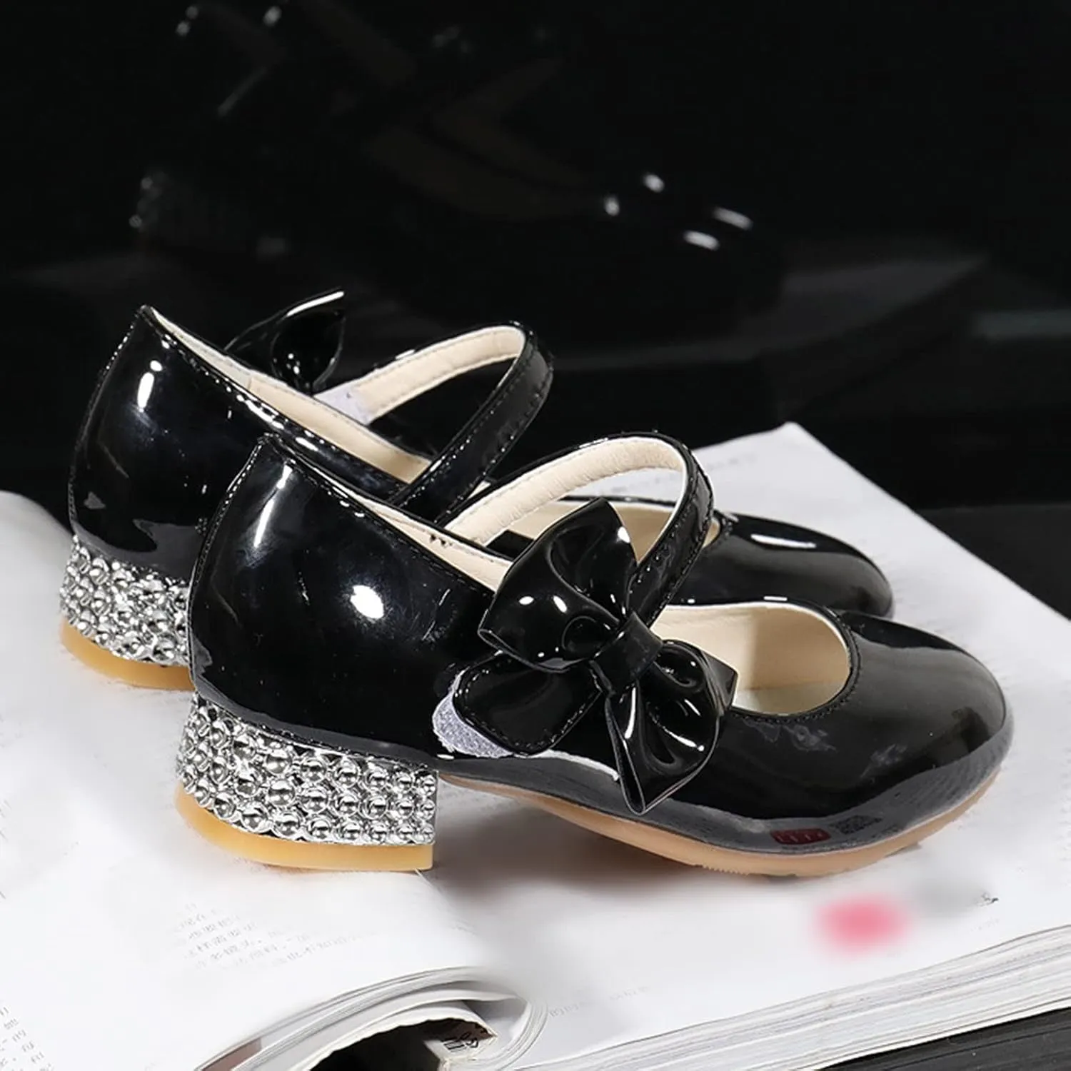 Girls Dress Shoes Mary Jane Shoes for Girls, Low Girls Heels for Kids Toddler Flower Girl Wedding Party Shoes for Girls