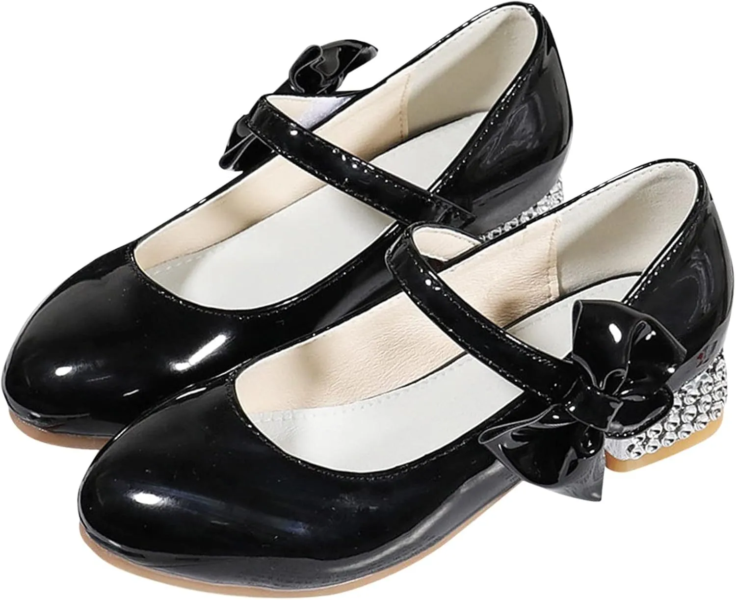 Girls Dress Shoes Mary Jane Shoes for Girls, Low Girls Heels for Kids Toddler Flower Girl Wedding Party Shoes for Girls